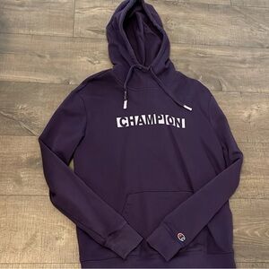 Champion Big Logo Drawstring Activewear Hoodie Womens M Medium Purple